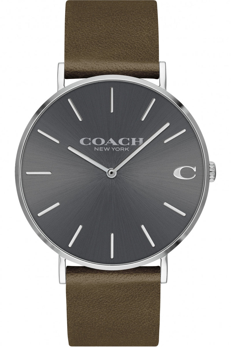 Coach Charles Grey Dial Brown Leather Strap Watch for Men - 14602153 Buy Now By Coach