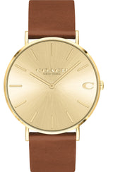 Coach Charles Gold Dial Brown Leather Strap Watch for Women - 14602433 Buy Now By Coach