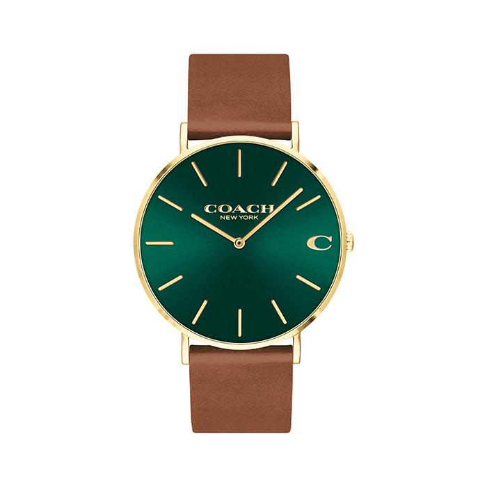 Coach Charles Green Dial Brown Leather Strap Watch for Men - 14602435 Buy Now By Coach