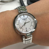 Tissot T Lady Flamingo Mother of Pearl White Dial Silver Steel Strap Watch For Women - T094.210.11.111.00 Buy Now By Tissot