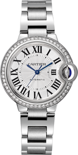 Cartier Ballon Bleu De Cartier Diamonds Silver Dial Silver Steel Strap Watch for Women - W4BB0023