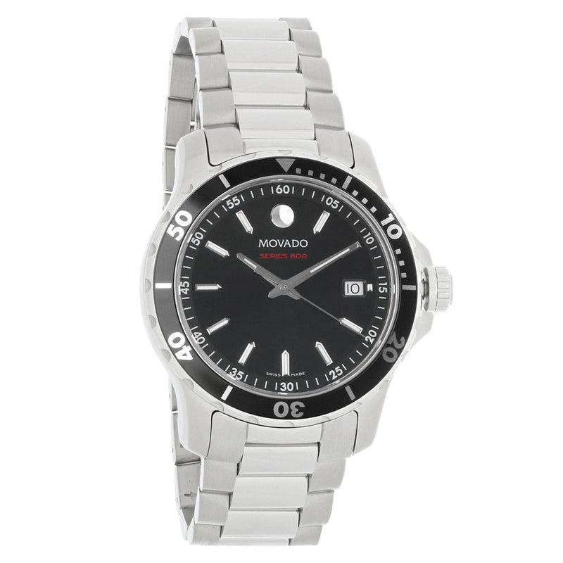 Shop Movado Series 800 Black Dial Silver Steel Strap Watch For Men - 2600135 in USA
