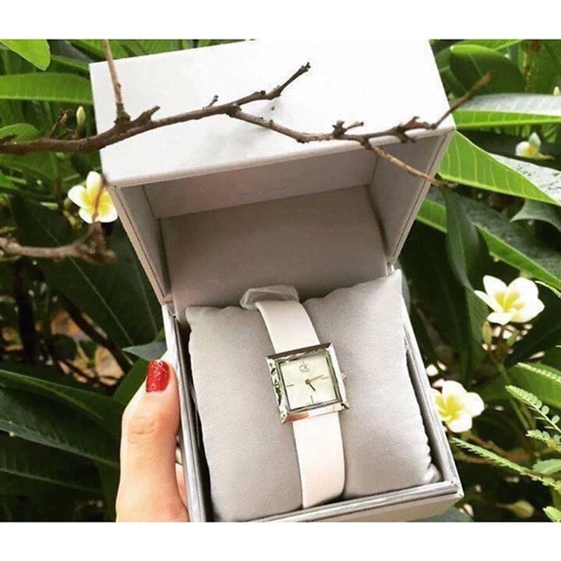Calvin Klein Mark Silver Dial White Leather Strap Watch for Women - K3R231L6 Buy Now By Calvin Klein