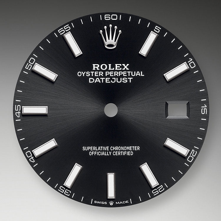 Shop Rolex Datejust 41 Oyster Black Dial Silver Oystersteel Strap Watch for Men - M126300-0011 in USA