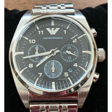Emporio Armani Franco Black Dial Silver Steel Strap Watch For Men - AR0373 Buy Now By Emporio Armani