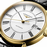 Shop Longines Presence 25.5mm Automatic White Dial Black Leather Strap Watch for Women - L4.921.2.11.2 in USA