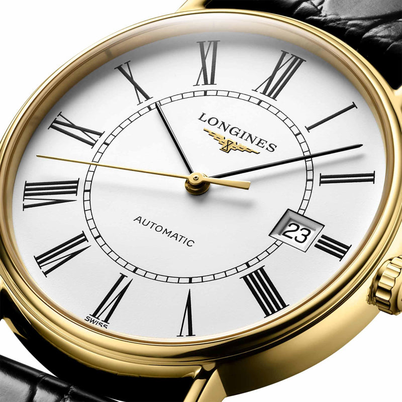 Shop Longines Presence 25.5mm Automatic White Dial Black Leather Strap Watch for Women - L4.921.2.11.2 in USA