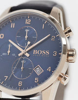 Hugo Boss Skymaster Chronograph Blue Dial Black Leather Strap Watch for Men - 1513783 Buy Now By Hugo Boss