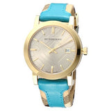 Burberry Heritage Gold Dial Blue Leather Strap Watch for Women - BU9112 Buy Now By Burberry