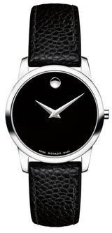 Movado Museum Classic Black Dial Black Leather Strap Watch For Women - 0607015 Buy Now By Movado