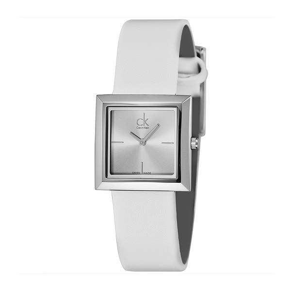 Calvin Klein Mark Silver Dial White Leather Strap Watch for Women - K3R231L6 Buy Now By Calvin Klein