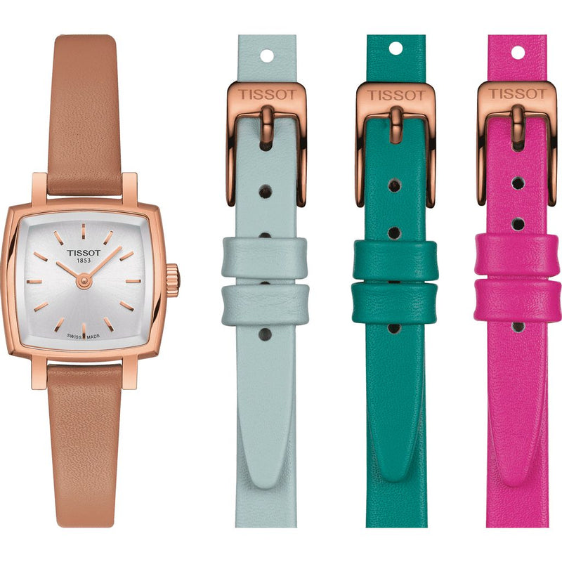 Shop Tissot T Lady Lovely Square White Dial Pink Leather Strap Watch For Women - T058.109.36.031.00 in USA