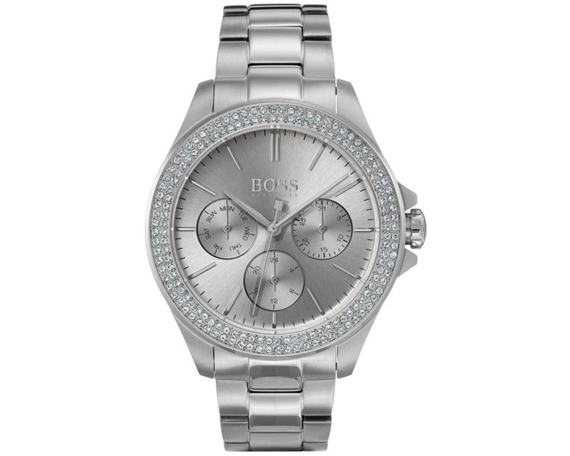 Shop Hugo Boss Premiere Silver Dial Silver Steel Strap Watch for Women - 1502442 in USA