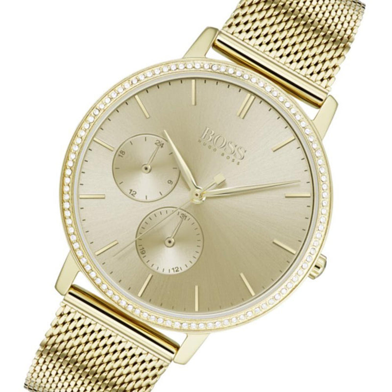 Hugo Boss Infinity Gold Dial Gold Mesh Bracelet Watch for Women - 1502520 Buy Now By Hugo Boss