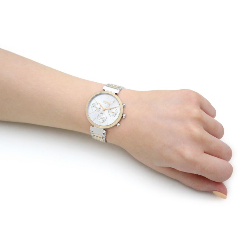 Hugo Boss Flawless Silver Dial Two Tone Steel Strap Watch for Women - 1502550 Buy Now By Hugo Boss