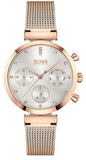 Hugo Boss Flawless Chronograph Silver Dial Gold Mesh Bracelet Watch for Women - 1502553