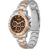 Hugo Boss Novia Chronograph Brown Dial Two Tone Steel Strap Watch for Women - 1502617