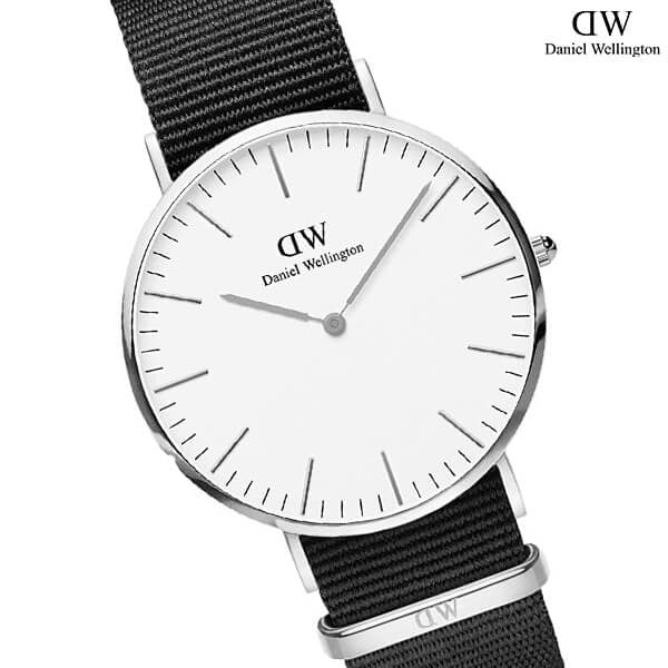 Shop Daniel Wellington Classic Cornwall White Dial Black Nylon Strap Watch For Men - DW00100258 in USA