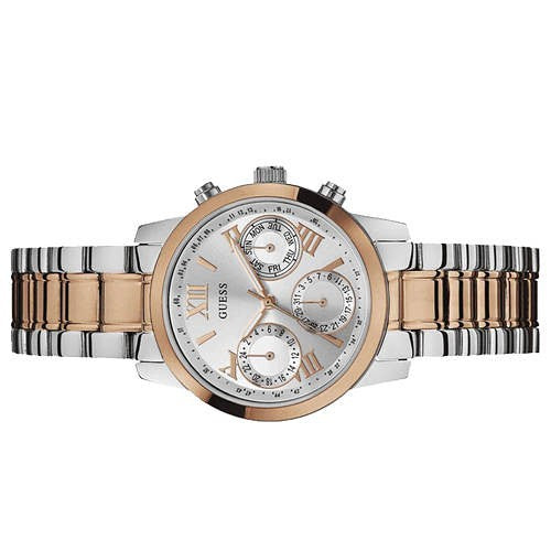 Guess Mini Sunrise Analog Silver Dial Two Tone Steel Strap Watch For Women - W0448L4 Buy Now By Guess