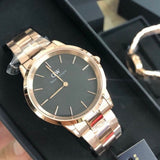 Daniel Wellington Iconic Link Black Dial Rose Gold Steel Strap Watch for Women - DW00100210 Buy Now By Daniel Wellington