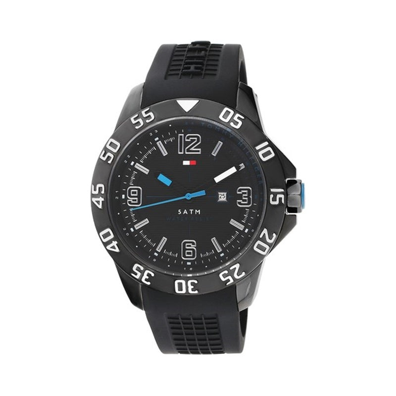 Shop Tommy Hilfiger Sport Multifunction Black Dial Black Rubber Strap Watch for Men - 1790983 in USA