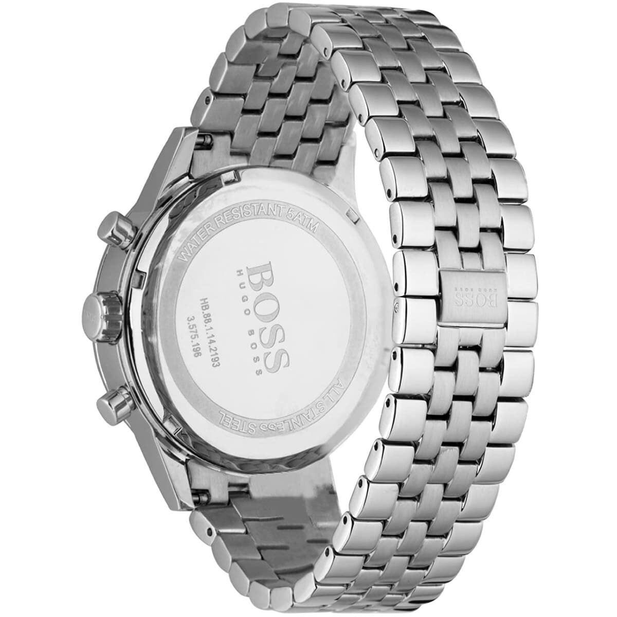 Hugo Boss Aeroliner Chronograph White Dial Silver Steel Strap Watch For Men - 1512445