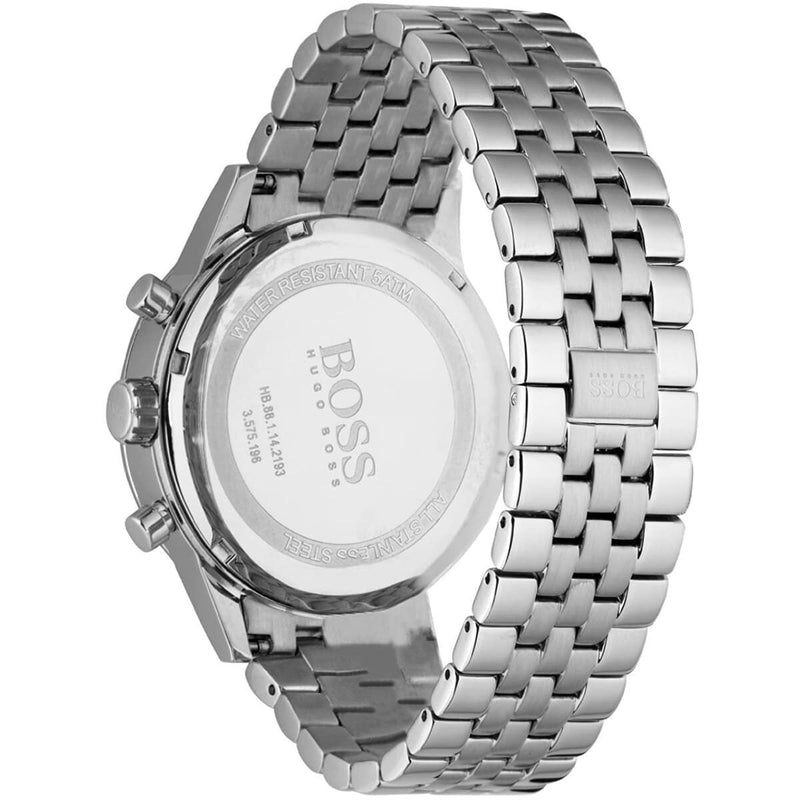 Hugo Boss Aeroliner Chronograph White Dial Silver Steel Strap Watch For Men - 1512445 Buy Now By Hugo Boss