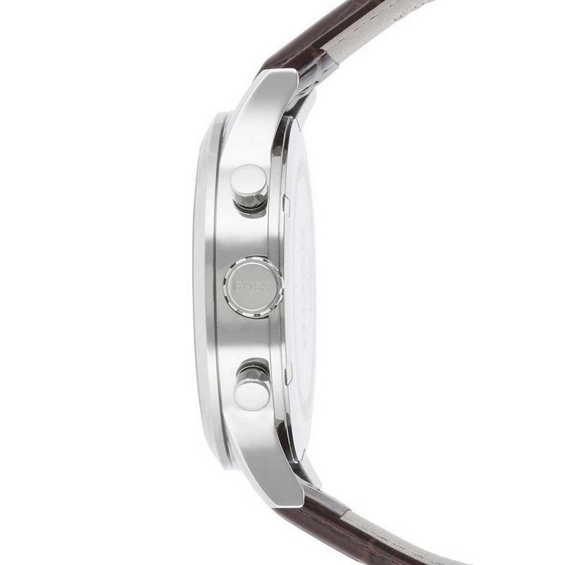 Hugo Boss Aeroliner Chronoraph White Dial Brown Leather Strap Watch For Men - HB1512447 Buy Now By Hugo Boss