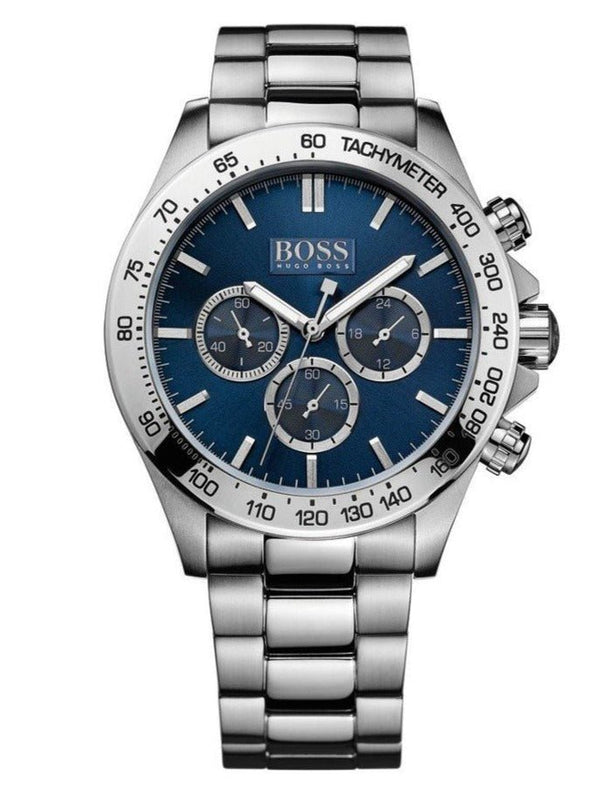 Hugo Boss Ikon Chronograph Blue Dial Silver Steel Strap Watch for Men - 1512963