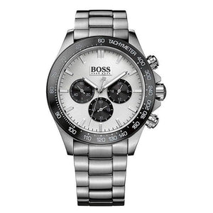 Hugo Boss Ikon Chronograph Silver Dial Silver Steel Strap Watch for Men - 1512964