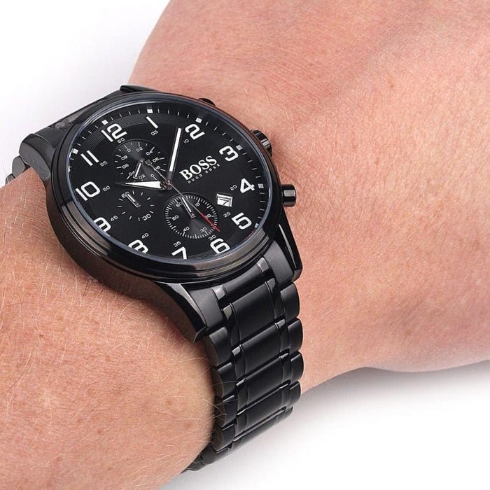 Hugo Boss Chronograph Black Dial Black Steel Strap Watch for Men - 1513180 Buy Now By Hugo Boss