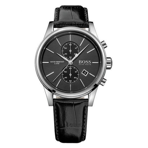 Hugo Boss Jet Black Dial Black Leather Strap Watch for Men - 1513279 Buy Now By Hugo Boss
