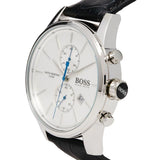 Hugo Boss Jet Chronograph White Dial Black Leather Strap Watch for Men - 1513282
