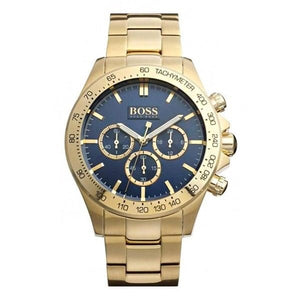 Hugo Boss Ikon Chronograph Blue Dial Gold Steel Strap Watch for Men - 1513340