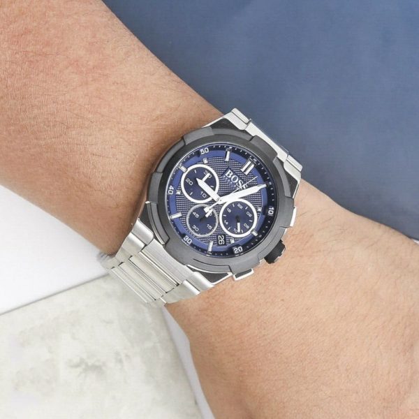 Hugo Boss Supernova Chronograph Blue Dial Silver Steel Strap Watch for Men - 1513360 Buy Now By Hugo Boss