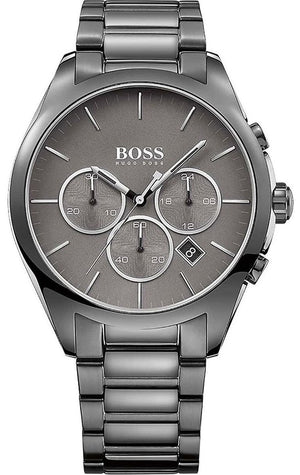 Hugo Boss Classic Chronograph Grey Dial Grey Steel Strap Watch for Men - 1513364