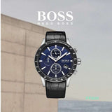 Hugo Boss Rafale Chronograph Blue Dial Black Leather Strap Watch For Men - 1513391 Buy Now By Hugo Boss