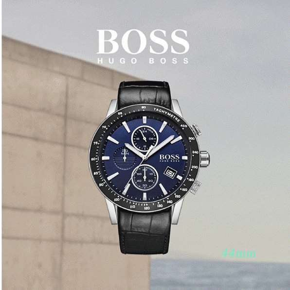 Hugo Boss Rafale Chronograph Blue Dial Black Leather Strap Watch For Men - 1513391 Buy Now By Hugo Boss
