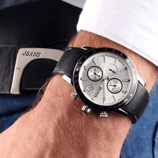 Hugo Boss Rafale Chronograh Quartz White Dial Black Leather Strap Watch For Men - HB1513403 Buy Now By Hugo Boss