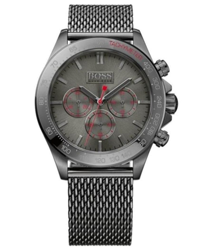 Hugo Boss Ikon Chronograph Grey Dial Grey Mesh Bracelet Watch for Men - 1513443