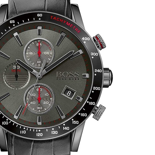 Hugo Boss Rafale Chronograph Grey Dial Grey Leather Strap Watch For Men - 1513445 Buy Now By Hugo Boss