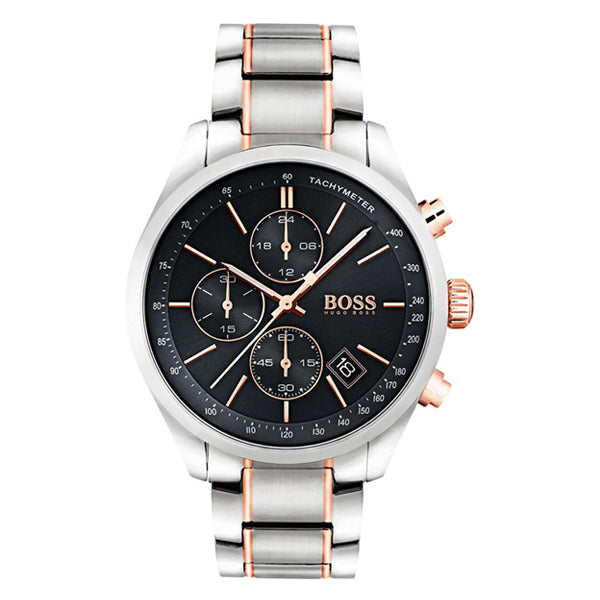 Shop Hugo Boss Grand Prix Black Dial Two Tone Steel Strap Watch for Men - 1513473 in USA