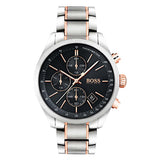 Hugo Boss Grand Prix Chronograph Black Dial Two Tone Steel Strap Watch for Men - 1513473