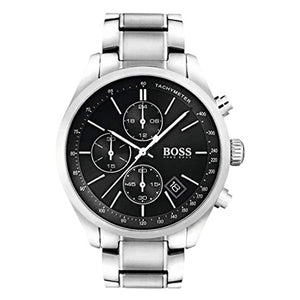 Hugo Boss Grand Prix Chronograph Black Dial Silver Steel Strap Watch for Men - 1513477