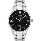 Hugo Boss Governer Black Dial Silver Steel Strap Watch for Men - 1513488