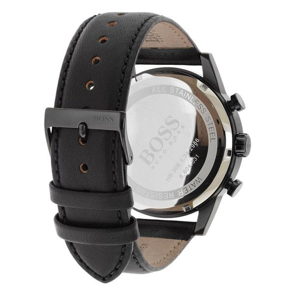 Hugo Boss Navigator Black Dial Black Leather Strap Watch for Men - 1513497 Buy Now By Hugo Boss