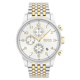 Hugo Boss Navigator Chronograph White Dial Two Tone Steel Strap Watch for Men - 1513499