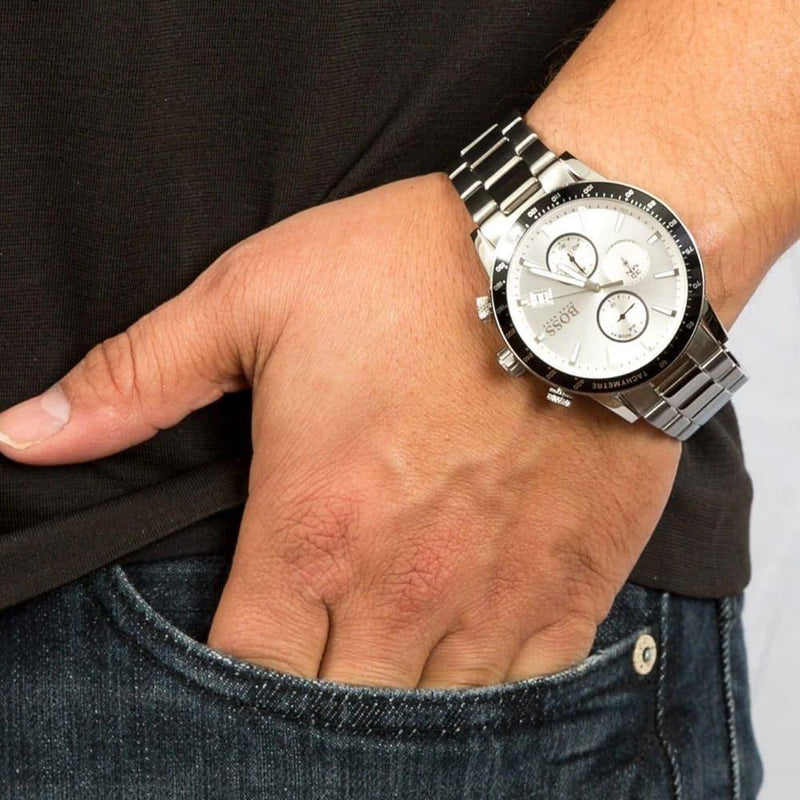 Hugo Boss Rafale Competitive Sport Silver Dial Silver Steel Strap Watch for Men - 1513511 Buy Now By Hugo Boss