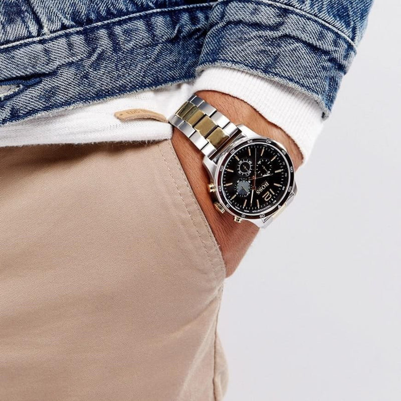 Hugo Boss Professional Black Dial Two Tone Steel Strap Watch for Men - 1513529 Buy Now By Hugo Boss