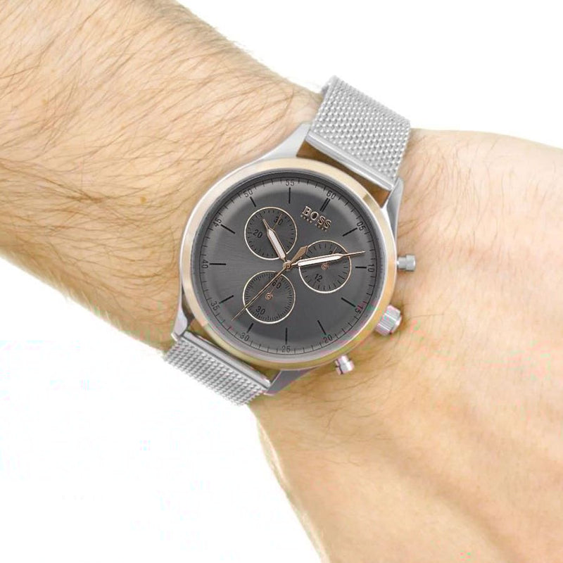 Hugo Boss Companion Chronograph Grey Dial Silver Mesh Bracelet Watch For Men - 1513549 Buy Now By Hugo Boss